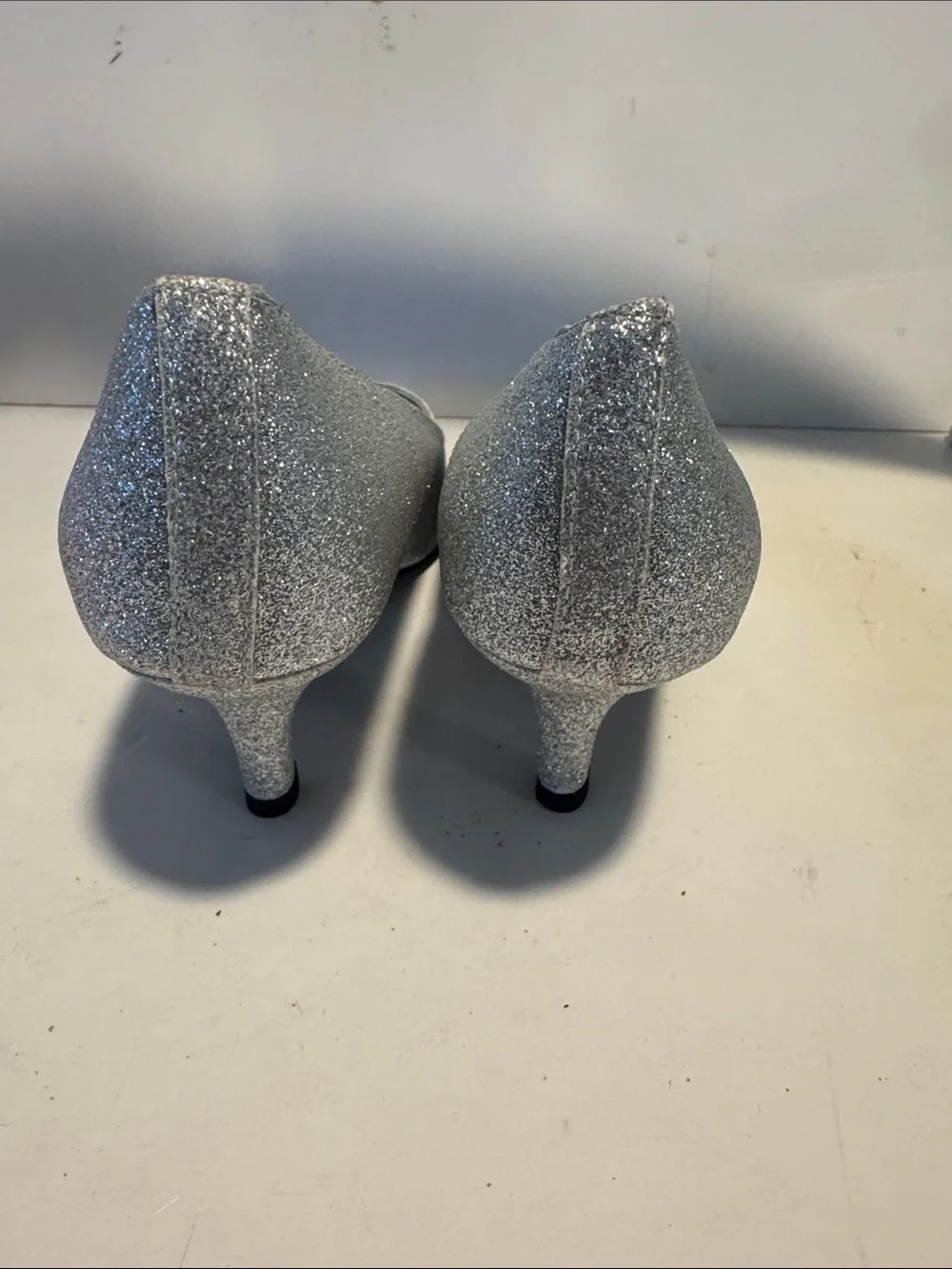 Silver Glitter Pointed Toe Pumps for Women